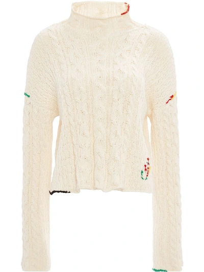 Shop Jw Anderson Cable Knit Cropped Jumper In White