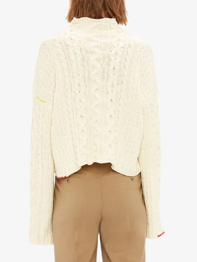Shop Jw Anderson Cable Knit Cropped Jumper In White