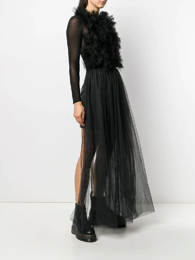 Shop Alchemy Ruffle-chest Backless Tulle Gown In Black