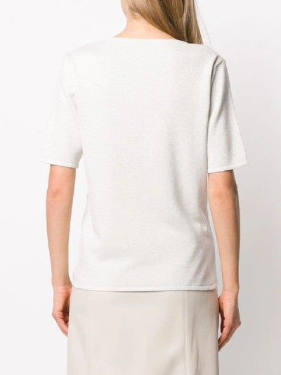 Shop Agnona Metallized Knitted T-shirt In White