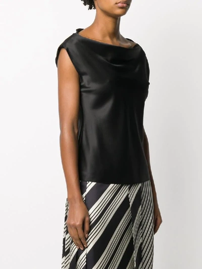 Shop Theory Boat-neck Gathered Blouse In Black