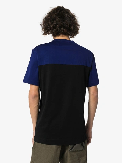 Shop Z Zegna Logo Print Panelled T-shirt In Blue