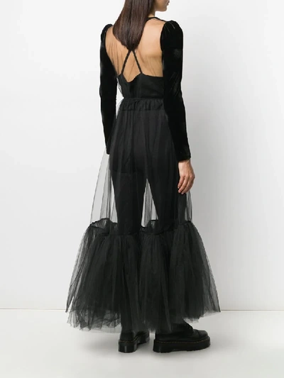 Shop Alchemy Velvet-sleeved Tulle Gown In Black