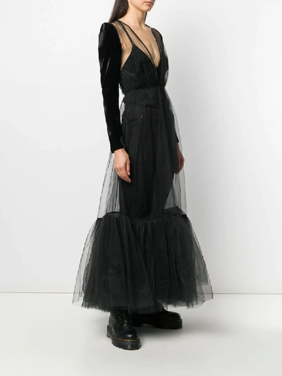 Shop Alchemy Velvet-sleeved Tulle Gown In Black