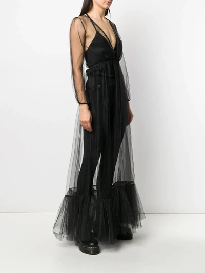 Shop Alchemy Ruffle-hem Tulle Maxi Dress In Black