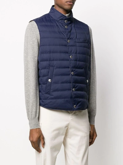 Shop Brunello Cucinelli Quilted Boxy-fit Gilet In Blue