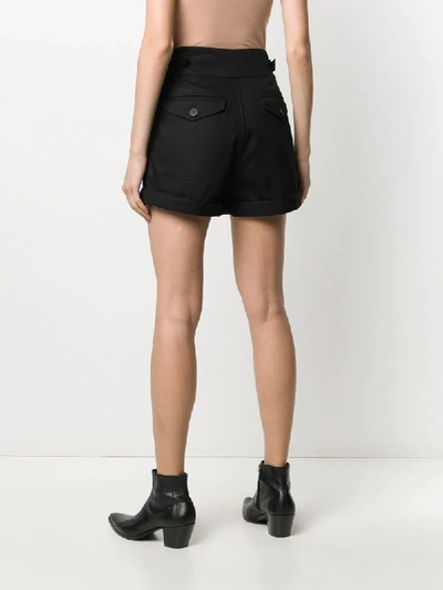Shop Saint Laurent Belted High-rise Shorts In Black