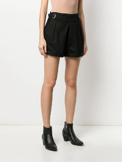 Shop Saint Laurent Belted High-rise Shorts In Black