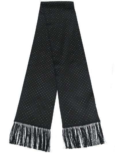 Shop Saint Laurent Studded Silk Scarf In Black