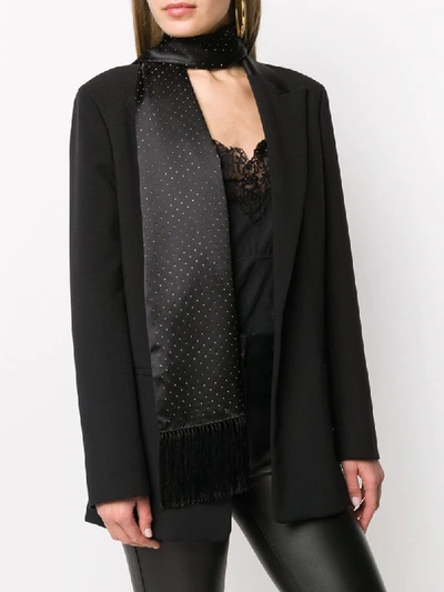 Shop Saint Laurent Studded Silk Scarf In Black