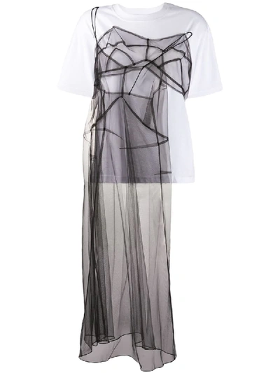 Shop Quetsche Sheer Tulle Panel T-shirt In White