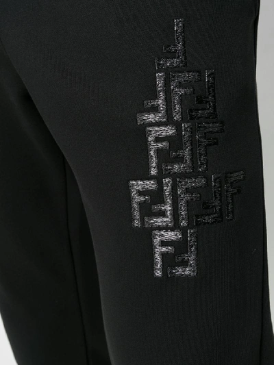 Shop Fendi Ff Embroidered Track Pants In Black