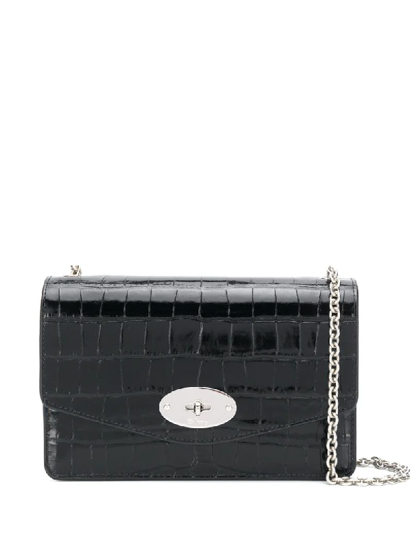 mulberry black croc purse