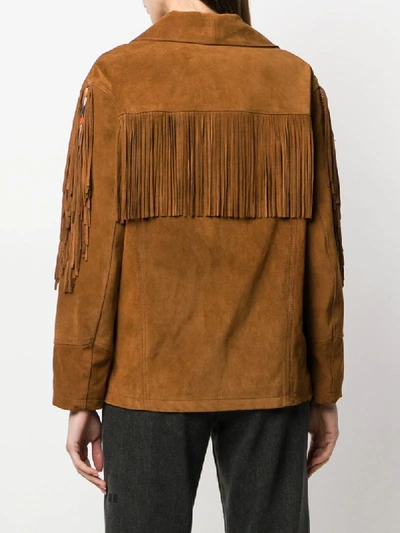 Shop Etro Fringed Band Detail Jacket In Brown