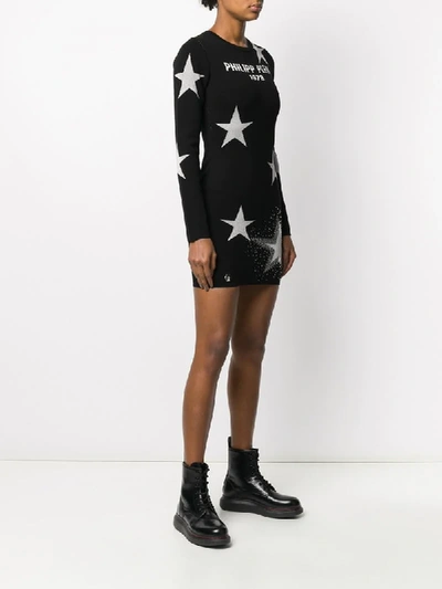 Shop Philipp Plein Logo Star Print Jumper Dress In Black