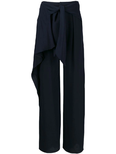 Shop Chloé Ruffle Detail Trousers In Blue
