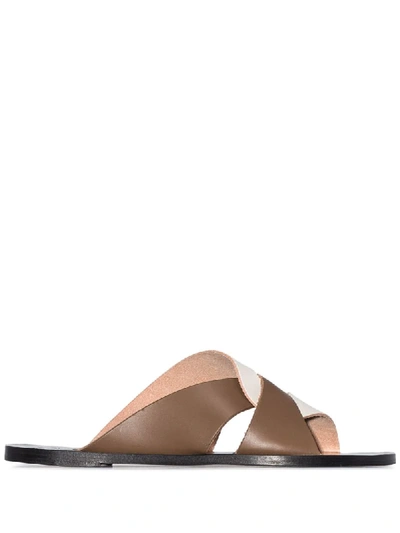 Shop Atp Atelier Allai Flat Leather Sandals In White