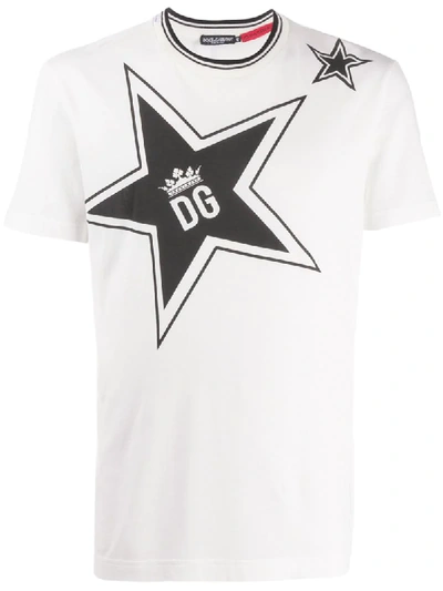 Shop Dolce & Gabbana Star Print Logo T-shirt In White