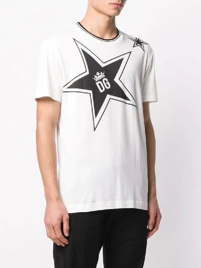 Shop Dolce & Gabbana Star Print Logo T-shirt In White