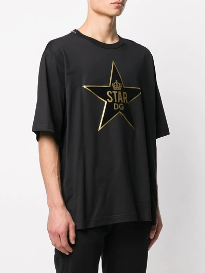 Shop Dolce & Gabbana Star Print Cotton T-shirt In Black