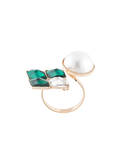 Shop Anton Heunis Geometric Embellshed Ring In Gold ,multicolour