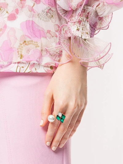 Shop Anton Heunis Geometric Embellshed Ring In Gold ,multicolour