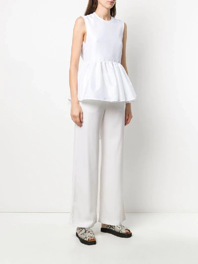 Shop Cecilie Bahnsen Back Tie Fastened Peplum Blouse In White