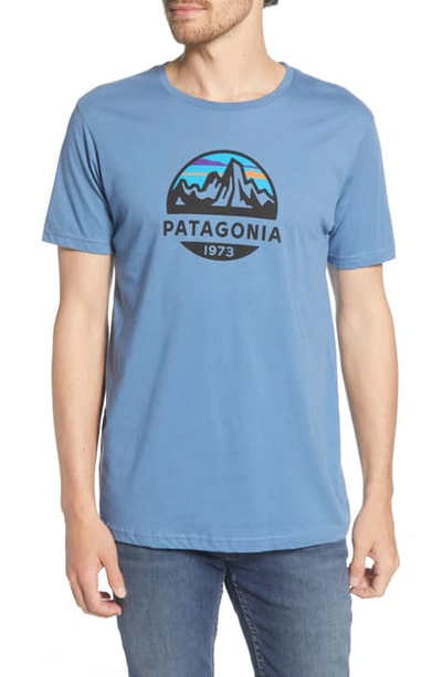 Shop Patagonia Fitz Roy Scope Crewneck T-shirt In Wooly Blue
