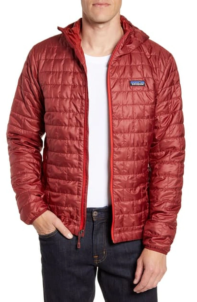 Shop Patagonia Nano Puff Hooded Jacket In Oxide Red