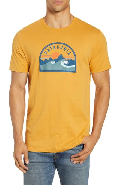 Shop Patagonia Boardie Badge Organic Cotton T-shirt In Glyph Gold