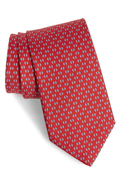 Shop Ferragamo Dumbbell Print Silk Tie In F.rosso