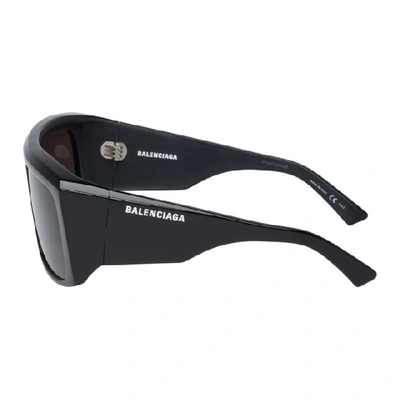 Shop Balenciaga Black Oversized Flat Top Sunglasses In 001 Black