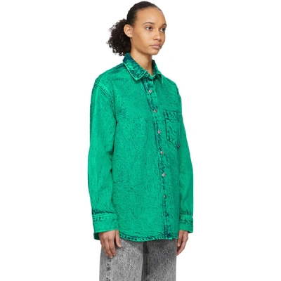 Shop Alexander Wang Green Denim Acid Oversized Shirt In 342 Acid Tu