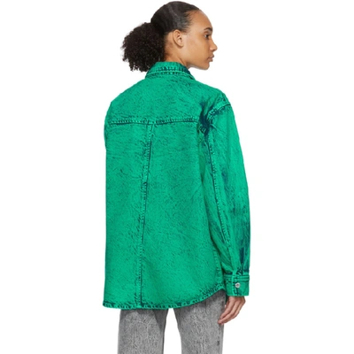 Shop Alexander Wang Green Denim Acid Oversized Shirt In 342 Acid Tu