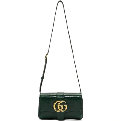 Shop Gucci Green Snakeskin Gg Arli Bag In 3154 Green