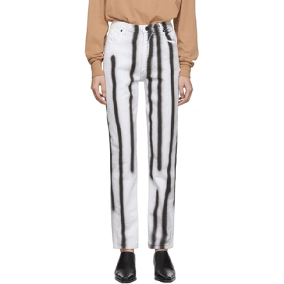 Shop Eckhaus Latta White Spray Baggy Jeans In Black Spray Paint