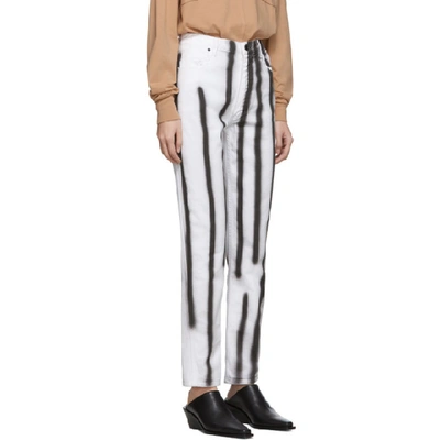 Shop Eckhaus Latta White Spray Baggy Jeans In Black Spray Paint