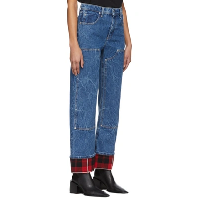 Shop Alexander Wang Blue Cuffed Carpenter Jeans In 406 Deep Bl