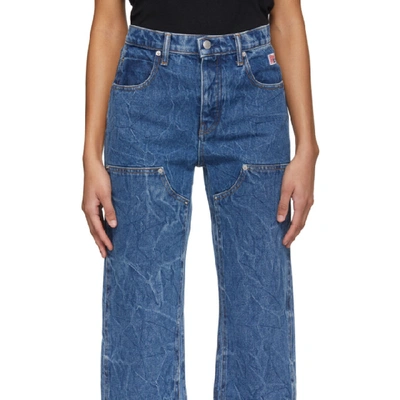 Shop Alexander Wang Blue Cuffed Carpenter Jeans In 406 Deep Bl