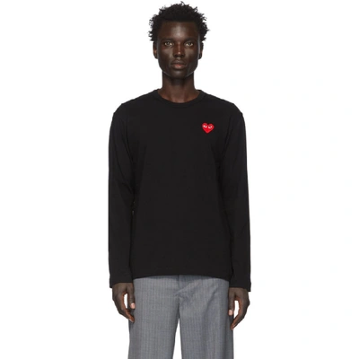 Shop Comme Des Garçons Play Comme Des Garcons Play Black And Red Heart Patch Long Sleeve T-shirt
