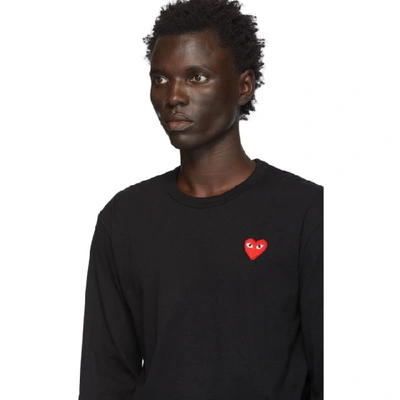Shop Comme Des Garçons Play Comme Des Garcons Play Black And Red Heart Patch Long Sleeve T-shirt