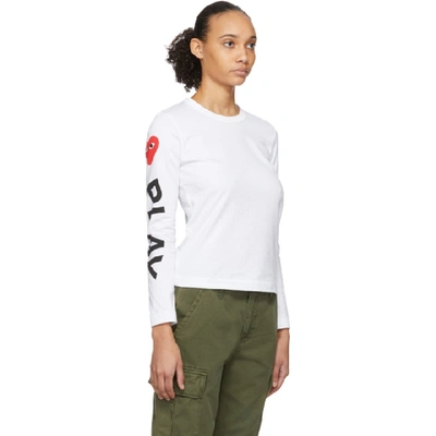Shop Comme Des Garçons Play Comme Des Garcons Play White And Red Logo Hearts Long Sleeve T-shirt In 1 White