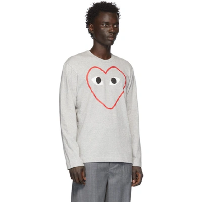 Comme Des Garçons Play Comme Des Garcons Play Women's Long Sleeve Outline  Heart Tee In Grey | ModeSens