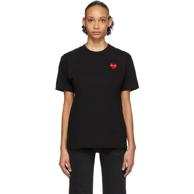 Shop Comme Des Garçons Play Comme Des Garcons Play Black And Red Mens Fit Heart Patch T-shirt In 1 Black
