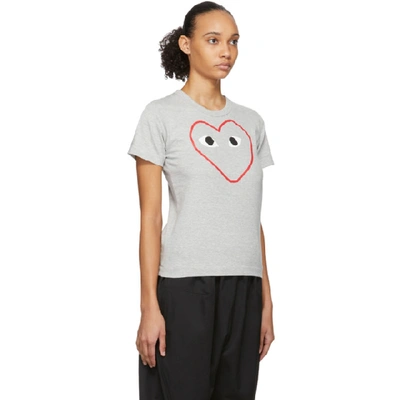 Shop Comme Des Garçons Play Comme Des Garcons Play Grey Outline Heart T-shirt