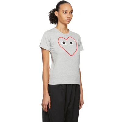 Comme Des Garçons Play Comme Des Garcons Play Grey Outline Heart T-shirt In Grey