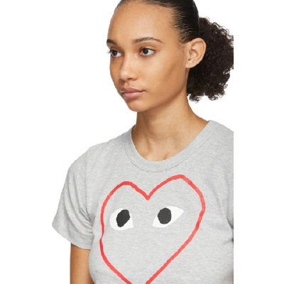 Shop Comme Des Garçons Play Comme Des Garcons Play Grey Outline Heart T-shirt