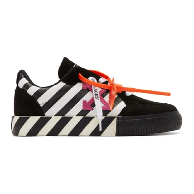 Shop Off-white Black And White Low Top Vulcanized Sneakers In White/viole