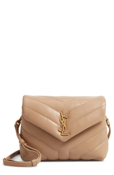 Shop Saint Laurent Toy Loulou Matelasse Leather Crossbody Bag In Latte