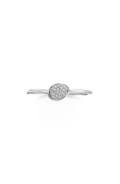 Shop Monica Vinader Siren Small Pave Diamond Stacking Ring In Silver/ Diamond